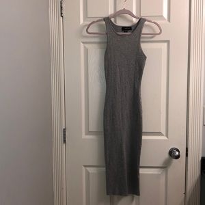 Grey ribbed body con dress